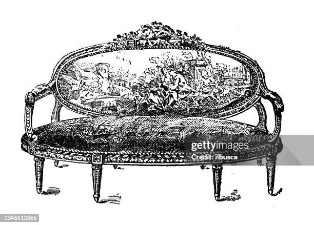 illustrazioni stock, clip art, cartoni animati e icone di tendenza di illustrazione antica: divano - antique sofa styles