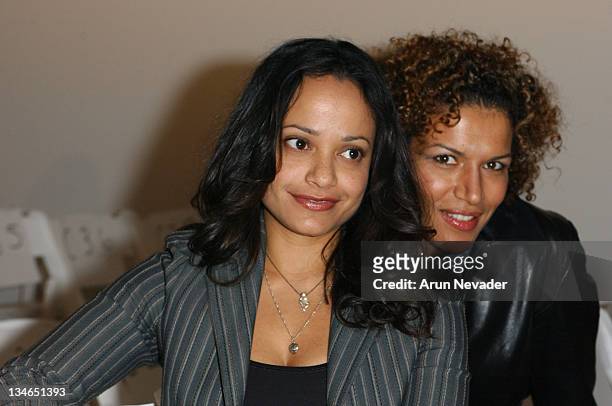 Judy Reyes and Lucia Rijker during Mercedes-Benz Fall 2005 L.A. Fashion Week at Smashbox Studios - Kevan Hall - Front Row at Smashbox Studios in...