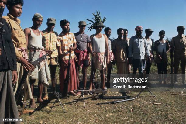 Members of the Mukti Bahini undergo training ahead of the Bangladesh Liberation War, at their base in Rowmari, in the state of Assam, India, on the...