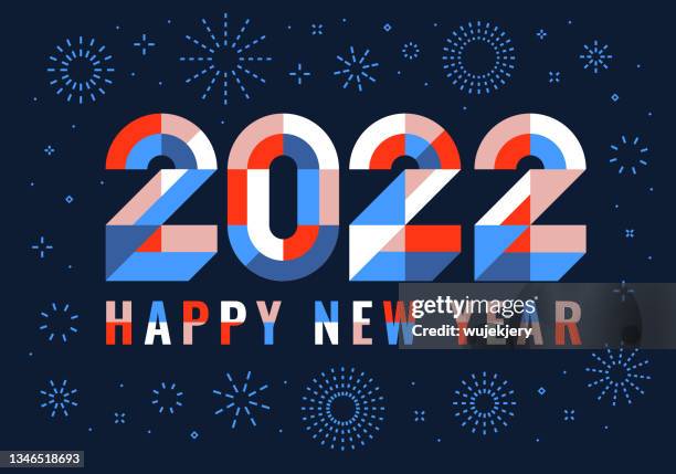 happy new year 2022. modern new year card - number 200 stock illustrations