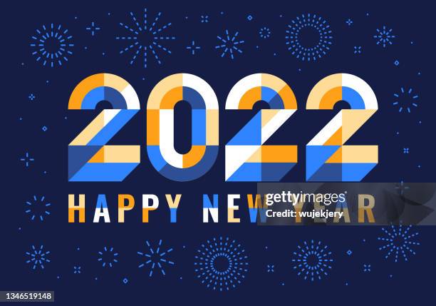 ilustraciones, imágenes clip art, dibujos animados e iconos de stock de feliz año nuevo 2022. tarjeta de año nuevo moderna - new years eve