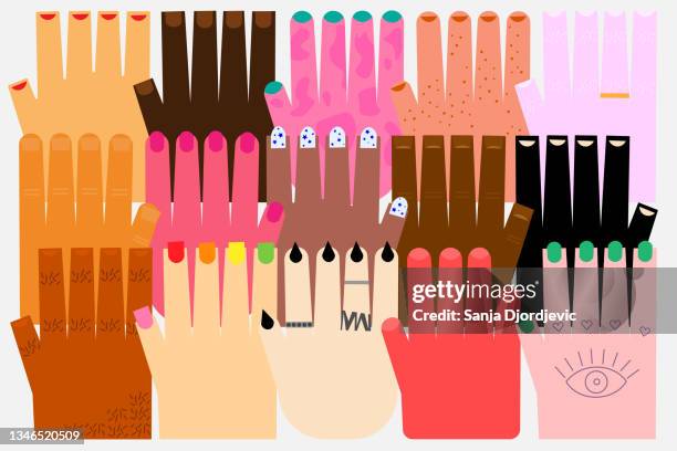 stockillustraties, clipart, cartoons en iconen met raised hands - sociale rechtvaardigheid