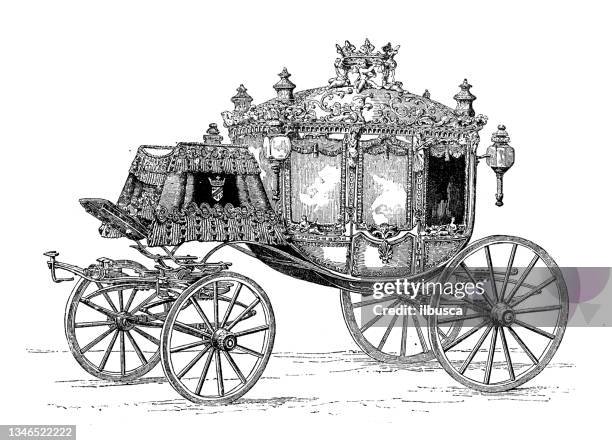 ilustrações de stock, clip art, desenhos animados e ícones de antique illustration: royal carriage - status car