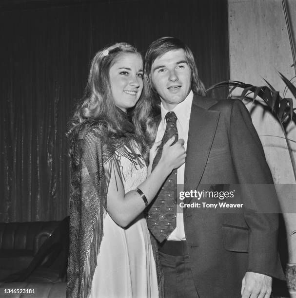 American tennis players Jimmy Connors and Chris Evert, UK, July 1974. They both won the singles titles at Wimbledon that year, and were engaged to be...
