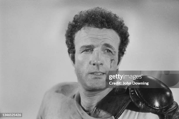 American actor James Caan on the set of the film 'Rollerball', in which he plays the hero Jonathan E., UK, August 1974.