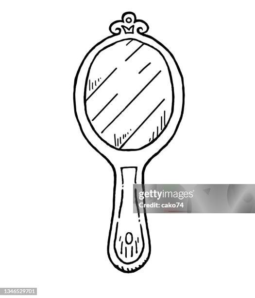 handspiegelskizze illustration - mirror object stock-grafiken, -clipart, -cartoons und -symbole