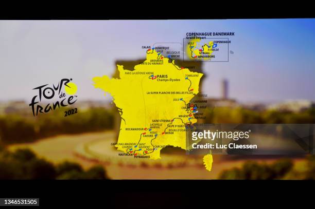 Detailed view of the map showing the route of the men's race during the 109th Tour de France 2022 And 1st Tour de France Femmes 2022 - Route...