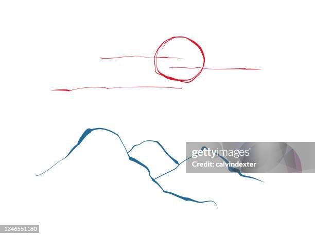 mountains ink drawing - mindfulness background stock illustrations
