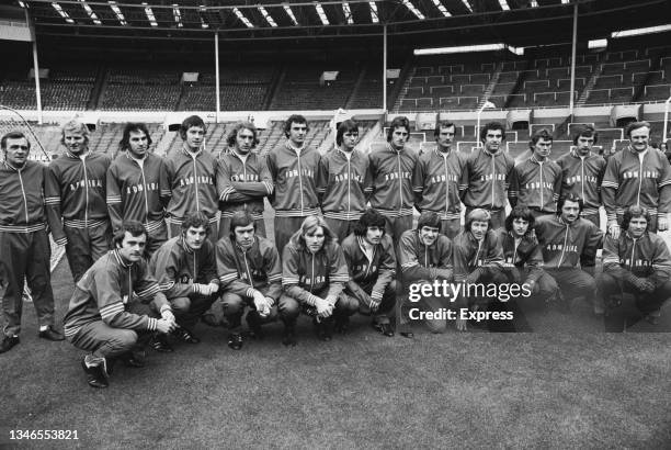 The England team in training at Wembley Stadium in London before their UEFA European Championship group 1 match against Czechoslovakia, UK, 30th...
