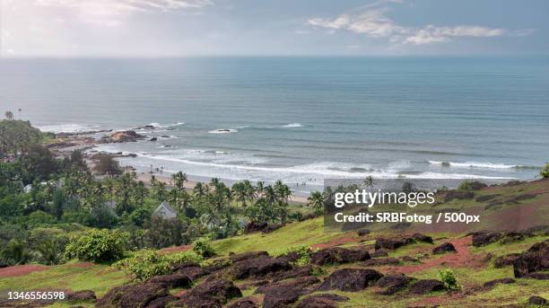 scenic view of sea against sky,goa,india - chapora fort stock pictures, royalty-free photos & images