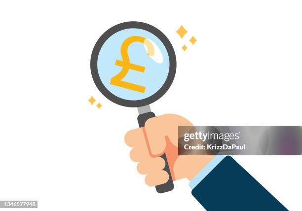 ilustraciones, imágenes clip art, dibujos animados e iconos de stock de buscando dinero - magnifying glass