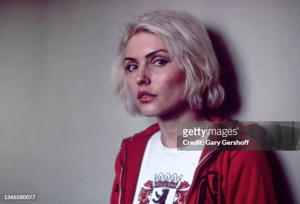 Portrait of American New Wave musician Debbie Harry, of the group Blondie, New York, New York, March 8, 1979. The photo was taken prior to an...