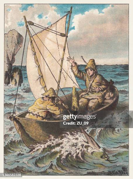 robinson crusoe and his friend friday, chromolithograph, published 1893 - friday stock illustrations