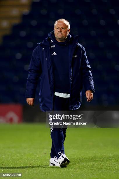 Neil Redfearn, Head Coach of Sheffield United Women looks on ahead of the FA Women's Continental Tyres League Cup match between Sheffield United...