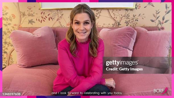 In this screengrab, Aerin Lauder speaks during 2021 Breast Cancer Research Foundation Virtual Symposium & Awards Luncheon on October 14, 2021.