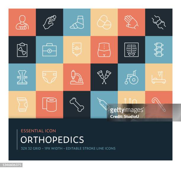 orthopedics editable stroke line icon collection - operating model stock illustrations