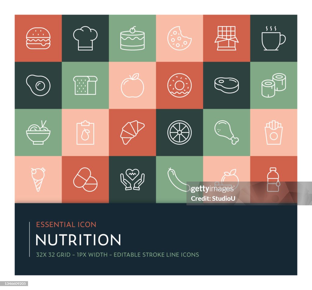 Nutrition Editable Stroke Line Icon Collection
