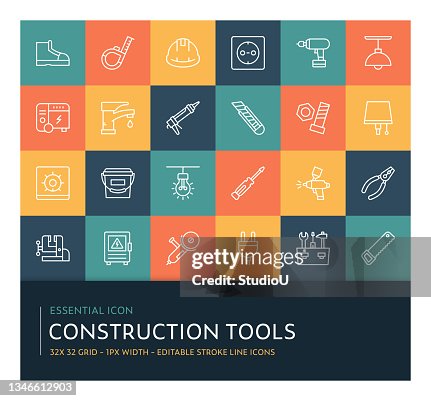 Construction Tools Editable Stroke Line Icon Collection Construction Tools Editable Stroke Line Icon Collection