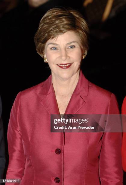 Laura Bush during Mercedes-Benz Fashion Week Fall 2007 - Heart Truth Red Dress Show - Front Row at The Tent, Bryant Park in New York City, New York,...