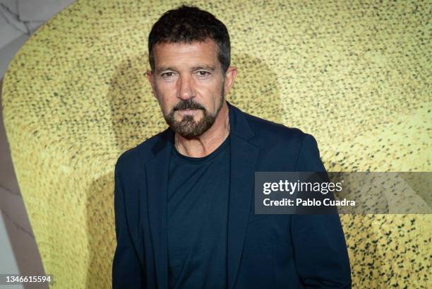 Spanish actor Antonio Banderas attends the premiere of 'A Chorus Line' at Calderon Theatre on October 14, 2021 in Madrid, Spain.