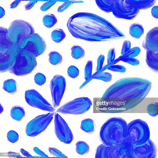 stockillustraties, clipart, cartoons en iconen met hand drawn blue floral seamless pattern background. floral vector design element for valentine's day, birthday, new year, christmas card, wedding invitation,sale flyer. portuguese azulejo tiles. seamless moroccan ceramic pattern. - navy watercolor swatch