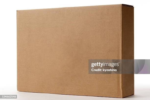 isolated shot of blank cardboard box on white background - cardboard box isolated stock pictures, royalty-free photos & images