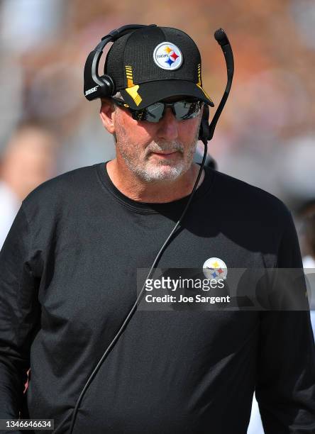 Defensive coordinator Keith Butler looks on during the game against the Denver Broncos at Heinz Field on October 10, 2021 in Pittsburgh, Pennsylvania.