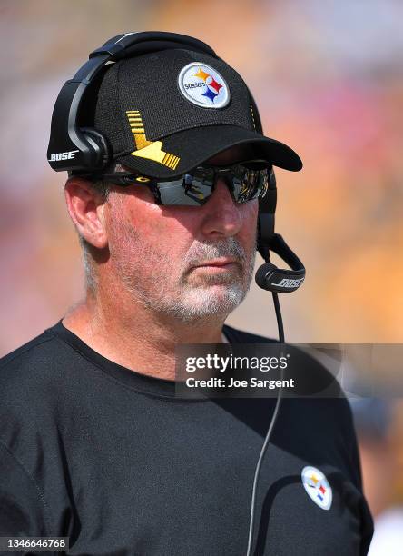 Defensive coordinator Keith Butler looks on during the game against the Denver Broncos at Heinz Field on October 10, 2021 in Pittsburgh, Pennsylvania.