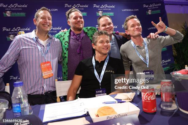 Pat LaFrieda, Spike Mendelsohn, David Burtka, Mark Pastore, and Neil Patrick Harris attend the Blue Moon Burger Bash presented by Pat LaFrieda Meats...