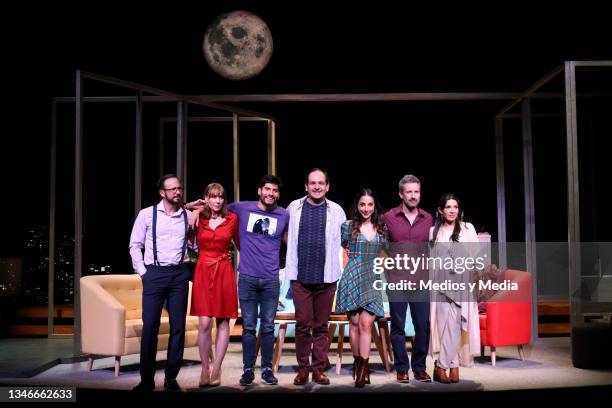 Ulises de la Torre, Fabiana Perzabal, Christian Ramos, Fernando Memije, María Chacón, Marco Zunino and Dalilah Polanco poses for photos during...