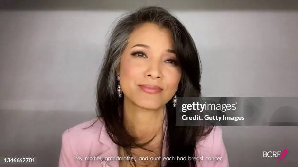 In this screengrab, Kelly Hu speaks during 2021 Breast Cancer Research Foundation Virtual Symposium & Awards Luncheon on October 14, 2021.