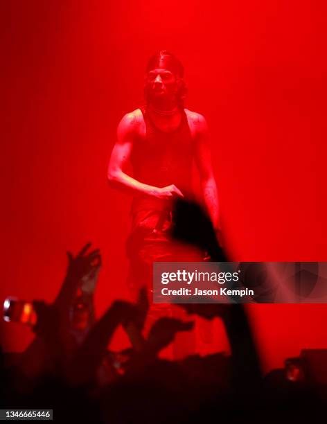 Playboi Carti performs at the Nashville Municipal Auditorium on October 14, 2021 in Nashville, Tennessee.