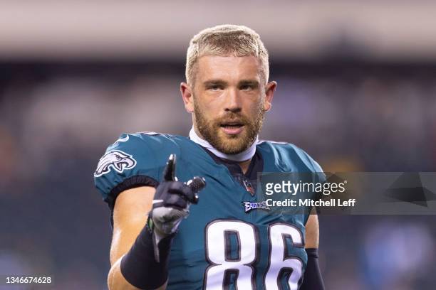 Philadelphia Eagles tight end Zach Ertz (86) celebrates after scoring a  touchdown during an NFL football game against the Dallas Cowboys at Lincoln  Financial Field in Philadelphia on Nov. 11, 2018. Photo