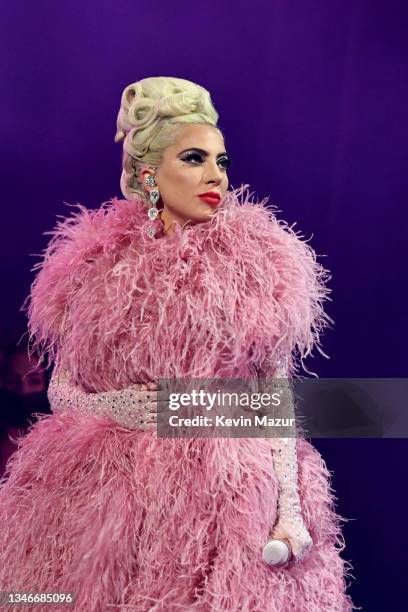 Lady Gaga performs during her 'JAZZ & PIANO' residency at Park MGM on October 14, 2021 in Las Vegas, Nevada.