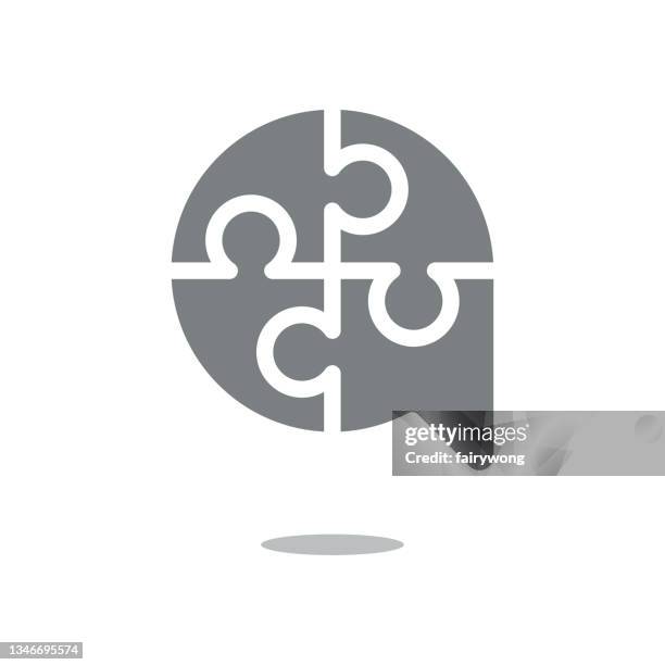 puzzle speech bubble icon - interlocking parts stock illustrations