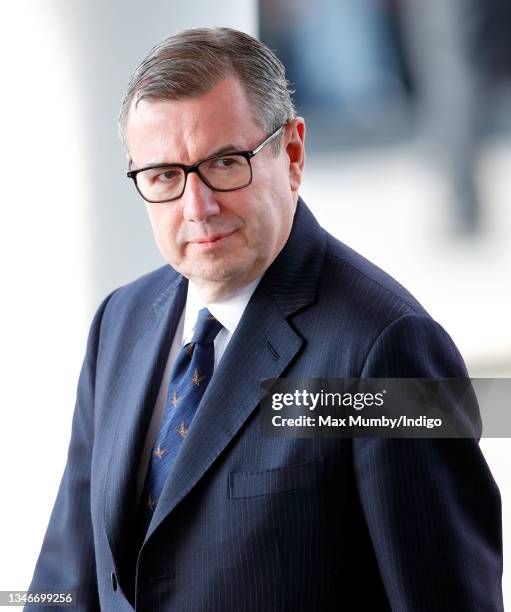 Sir Edward Young, Private Secretary to Queen Elizabeth II attends the opening ceremony of the sixth session of the Senedd at The Senedd on October...