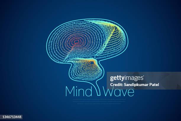 ilustraciones, imágenes clip art, dibujos animados e iconos de stock de cerebro 3d con neuronas brillantes y poca profundidad de campo. - eeg