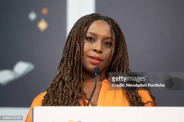 Nigerian writer Chimamanda Ngozi Adichie at the Turin Book Fair 2021. Turin , October 14th, 2021