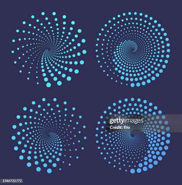 punktformen drehen - spiralgalaxie stock-grafiken, -clipart, -cartoons und -symbole