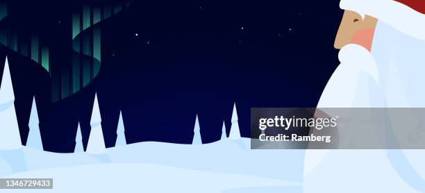 santa banner - aurora borealis stock illustrations