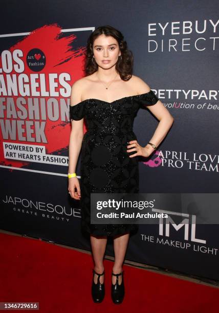 Actress Madeleine Coghlan attends the runaway show for the House Of Skye at The Majestic Downtown on October 14, 2021 in Los Angeles, California.