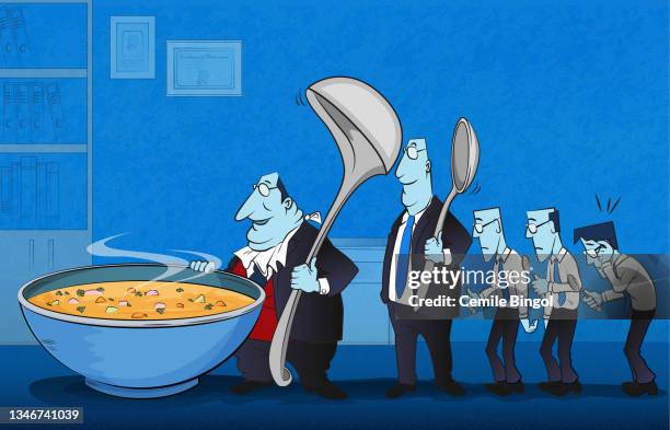 income inequality - cartoon office background stock illustrations