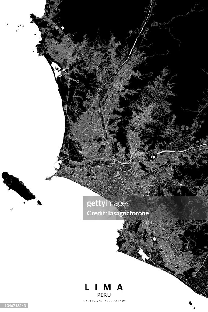 Lima, Peru Vector Map