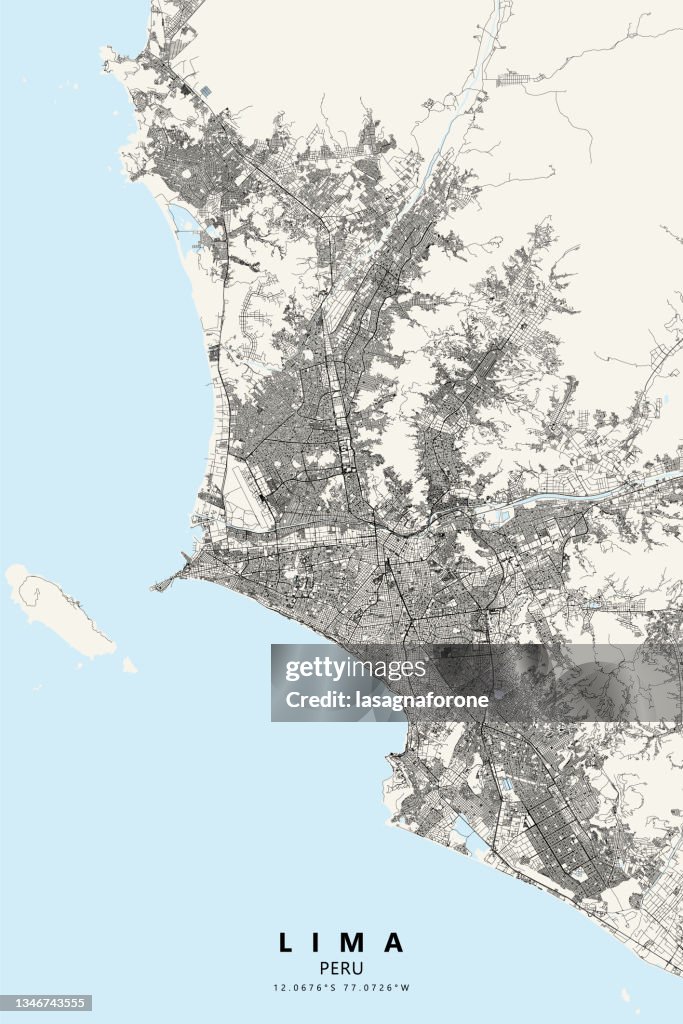 Lima, Perù Mappa Vettoriale