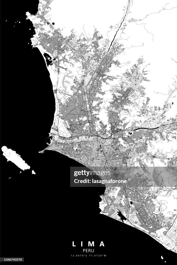 Lima, Perù Mappa Vettoriale