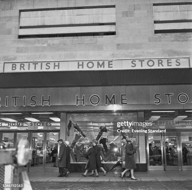 The British Home Stores or BHS department store on Oxford Street in London, UK, 12th January 1965.