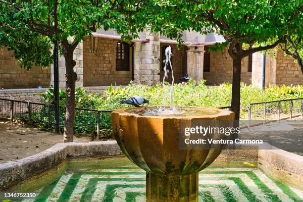 jardins de rubió i lluch - barcelona, spain - fountain courtyard fotografías e imágenes de stock
