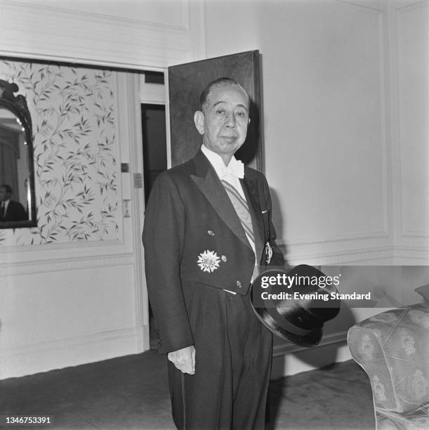 Former Japanese Prime Minister Nobusuke Kishi in London to attend the state funeral of former British Prime Minister Winston Churchill, UK, 30th...
