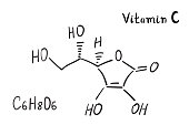 Ascorbic Acid Chemistry Molecule Formula Hand Drawn Imitation