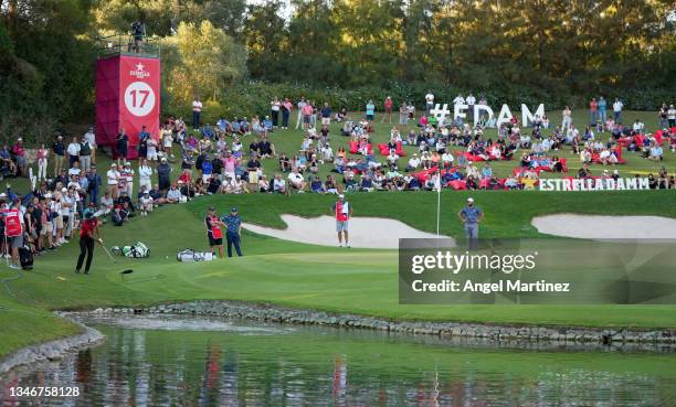 Rafa Cabrera-Bello of Spain chipping on to the 17th green during the second round of The Estrella Damm N.A. Andalucia Masters at Real Club Valderrama...